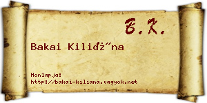 Bakai Kiliána névjegykártya